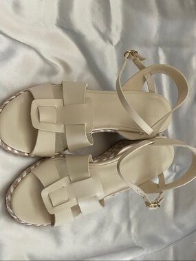 Women’s Cream Braided Ankle-Strap Sandals